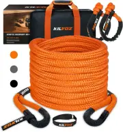 Kinetic Recovery Rope (1" X 30Ft-48,600Lbs), with 2Pcs 1/2In UHMWPE Soft Shackle