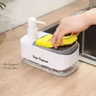 with Sponge Holder Detergent Dispenser Manual Press Soap Box Home
