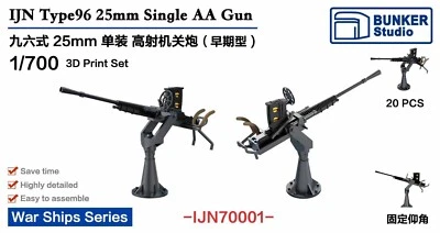 Bunker Studio 1/700 IJN Type96 25mm Single AA guns early ver. (20 sets) IJN70001