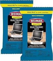 Weiman Electronic Wipes- 2 Pack - Non Toxic Safely Clean Your Laptop, Computer, TV, Screen Equipment-Electronic Cleaner Wipes-15 Count