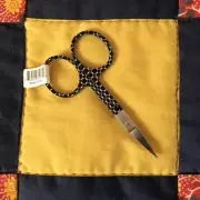 3 3/4 Inch Embroidery Scissors With Black & White Pattern Shank And Ring Handle