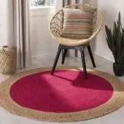 Braided Round Natural & Multi Colour Jute Mat Rugs Floor Shabby Chic Indian Mat
