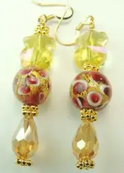 Lampwork Earrings Crystal Briolette Handmade Jewelry
