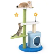 Costway 4-Tier Cat Tree Tower Sisal Scratching Post Cat Activity Center Entertainment Furniture