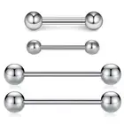 5X Surgical Steel Tongue Bar Ring 5-6mm Ball Barbell Nipple Piercing 16-22mm Bar