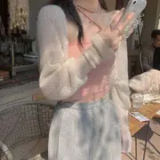 Sheer Cardigan / Tube Top Cardigan - White - One Size