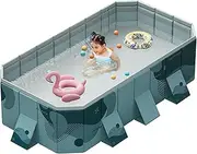 SKILBEAIA Above Ground Pool Swimming Pool collapsible Large Pool Ground Rectangle Paddling Pool (2.6m)