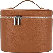 Makeup Bag, PU Leather Vanity Case with Removable Divider, Portable Cosmetic Organizer with Handle and Zipper, Travel Vanity Kit for Women