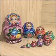 Matryoshka 10 Piece Set of Russian Matryoshka Handmade Natural Basswood Russian Nesting Dolls Children's Educational Toys Ornaments The Perfect Blessing Gift