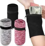 [AUJOSHN] Wrist Wallets for Women - Travel Running Wristlet, Key Pouch, Adjustable Secure Money Armband, 3 Pcs - Red, Grey, Black