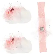 ifundom Baby Gauze Socks Hairband Set 1 Pair Soft Birthday Set Australian Socks Boys and Girls