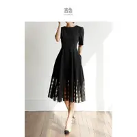 在飛比找ETMall東森購物網優惠-夏天顯瘦氣質高級感歐根紗小黑裙