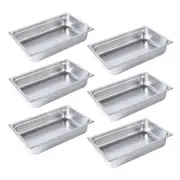 Steam Pan Full Size x 4 Inch Deep 6 Pack Stainless Steel Anti-Jamming Food Cooki