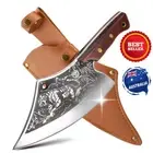 Full Tang Serbian Chefs Knife Chef Meat Cleaver,Kitchen Knives Set with Sheath