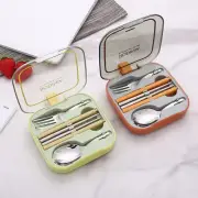 3pcs Removable Stainless Steel Cutlery Set Spoon Fork Chopstick School