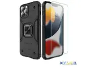 iPhone 13 Pro 6.1 "Case Shockproof Ring Stand Heavy Duty &Screen Protector Black