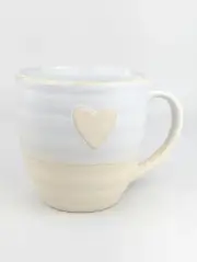 Boston Warehouse 2 Tone Reactive Off White Glaze Tan Stoneware Heart