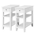 Gymax Nightstand Bedside Side End Table 24.5"Hx12"Wx24"D 3-Tier White (Set of 2)