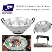 Thai BBQ Grill Steak Pan Stove Set Korean HotPot Aluminum Tabletop 12" 30cm New