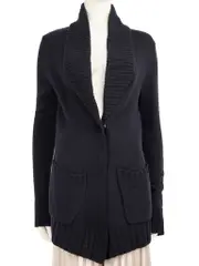 Navy Wool Knit Cardigan