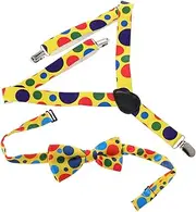 [LIFKOME] Clown Bowtie Kids Set Suspenders and Bow Tie Outfit Baby Boy Outfit Child Suspender Bowtie Set Colorful Dot Kids Suspender Bow Tie