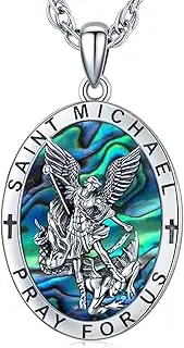 [Odinstone] St Michael Necklace - St Christopher Medals - St Benedict Medals - Archangel Michael Pendant Necklace Protection Amulet 925 Sterling Silver Jewelry For Men Women