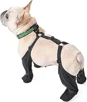 Dog Boots with Suspenders for Small Medium Large Dogs – Waterproof Dog Leggings with Adjustable Straps, Anti-Slip Paw Protectors for Winter Snow, All-Weather Boot Covers with Anti-Lost Design (S)