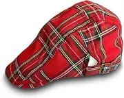 [JHSLAJ] Cotton Gatsby Newsboy Hat – Plaid Adjustable Flat Cap with Plaid Design, Classic Ivy Style Cabbie Cap for Golf, Travel, and Daily Wear, Red Plaid, One Size