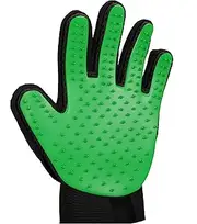 Zenify Pets Hair Grooming Glove Mitt for Deshedding Fur Removal from Pet Cats, Kittens, Rabbits, Guinea Pigs, Dogs, Puppies (Green (Left Handed))