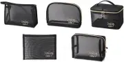 Set of 5 Mesh Cosmetic Bag Black Portable Makeup Pouch Travel Toiletry Bag Mini