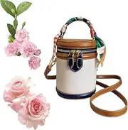 [Generic] Colorblock Bucket Bag For Women, Niche Fashion Design Cylinder Bag with Detachable Chain Strap, Versatile Crossbody