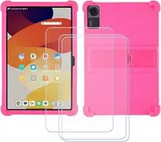 FZZSZS Case for MEIZE D115 Tablet + 3Pcs Tempered Glass Screen Protector Protective Film,Soft Gel Rose Red Shell Silicone Tablet Cover for MEIZE D115 (10.1")