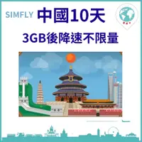 在飛比找PChome24h購物優惠-【中國10天3GB降速不限量上網卡】