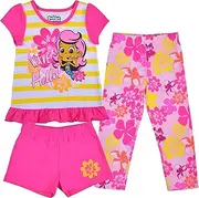[Nickelodeon] Bubble Guppies 3 Piece Leggings Set for Girls, Matching Tee, Shorts and Leggings Outfit