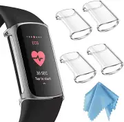 [4 Pack] Case for Fitbit Charge 5 Full-Around Screen Protector TPU Cover Bumper