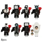 8pcs Skibidi Toilet Building Blocks Toiletman Cameraman Speakerman Mini Action Figures Assembled Minifigures Toys Kids Adult Fans Gifts