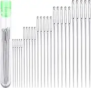 25 Large Eye Stitching Needles - 5 Sizes Big Eye Hand Sewing Needles in Clear Storage Tube