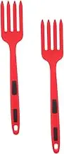 OKUMEYR Ergonomic Silicone Fork Set 2pcs Large Nonstick Cooking Forks for Noodles Spaghetti Safe for