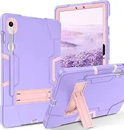 VENINGO Samsung Galaxy Tab S9 FE/S9 Case 11 inch 2023 (X710/X716B/X718U/X510/X516B),Samsung Tab S9/S9 FE Case, Heavy Duty Shockproof Protective Tablet Cover with Multi-Angle Support Frame, Purple Pink
