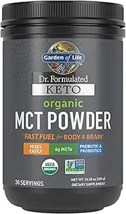 Garden of Life Dr. Formulated Keto Organic MCT Powder - 30 Servings, 6g MCTs from Coconuts Plus Prebiotic Fiber & Probiotics, Certified Organic, Non-GMO, Vegan, Gluten Free, Ketogenic & Paleo