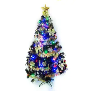 台製7尺(210cm)豪華黑色聖誕樹(+金銀色系組+100燈LED燈彩光2串