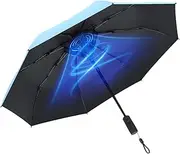 [tieedhfu] Three-fold Folding Parasol Outdoor Electric Fan And USB Charging Included Wind And Water Resistant Umbrella Sun Umbrella