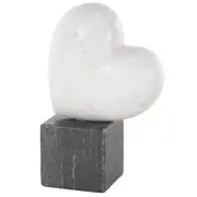 Marble Heart Decorative Sculpture Slanted Home Decor Statue with Black Block ...