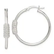 Sterling Silver Polished And Cz Circle Hoop Earrings