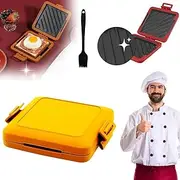 Micros Munchy Microwave Toaster Maker, Toastie Maker With Adjustable Silicone Straps,Rapid Heating, Non-Stick Plates And Dishwasher Safe(Yellow)
