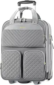 [Arcoyard] Underseat Carry On Luggage with Wheels, Multiple Compartments Airline Approved Personal Item Bag with Leather Handle, Lightweight Travel Carry-On Rolling Business Suitcase for Women Men,