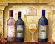 Wine Bottle Art Mural Ceramic Backsplash Tile #422