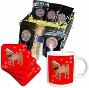3dRose cgb_47614_1 Cute Chinese Shar Pei Dog Coat and Black Mask with Santa Hat Red-Coffee Gift Basket, Multicolor