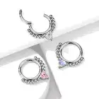 All Surgical Steel Heart CZ Precision Hinged Segment Ring Septum Ring Daith Ring