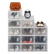 12PCS Stackable Shoe Storage Box Durable Plastic Sneaker Display Case Organizer